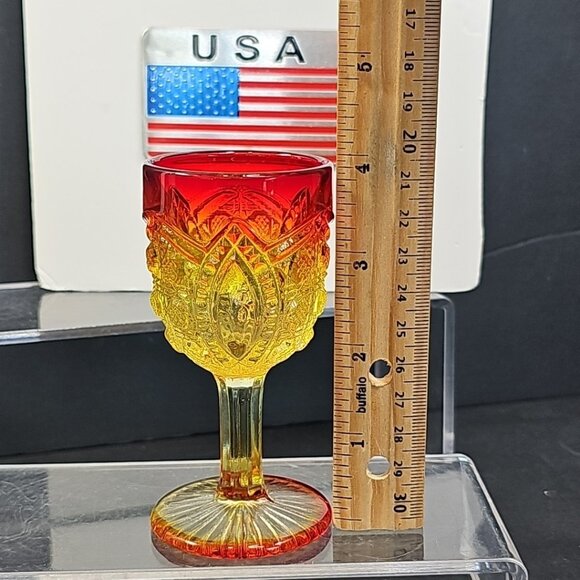 8pc Set Cadmium Amberina Cordial MCM Vintage Water Wine Glasses Rare WOW! - Picture 13 of 16